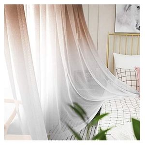 Brown Ombre Grommet Faux Linen Sheer Curtain Panels NEW